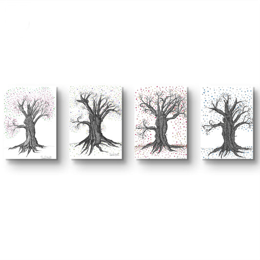 Set of Tree For All Seasons Art Prints