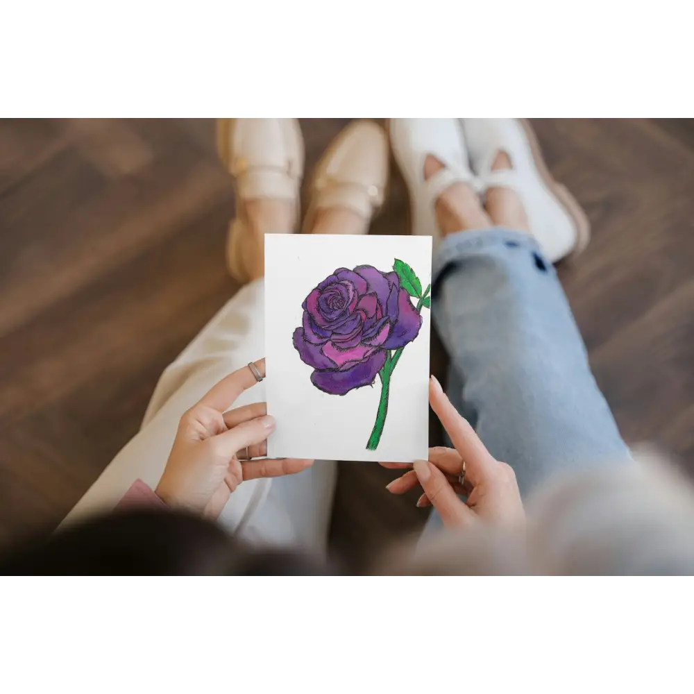 Purple Rose Art Print Greeting Card - Susan Mann Art