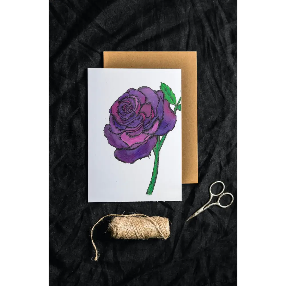 Purple Rose Art Print Greeting Card - Susan Mann Art