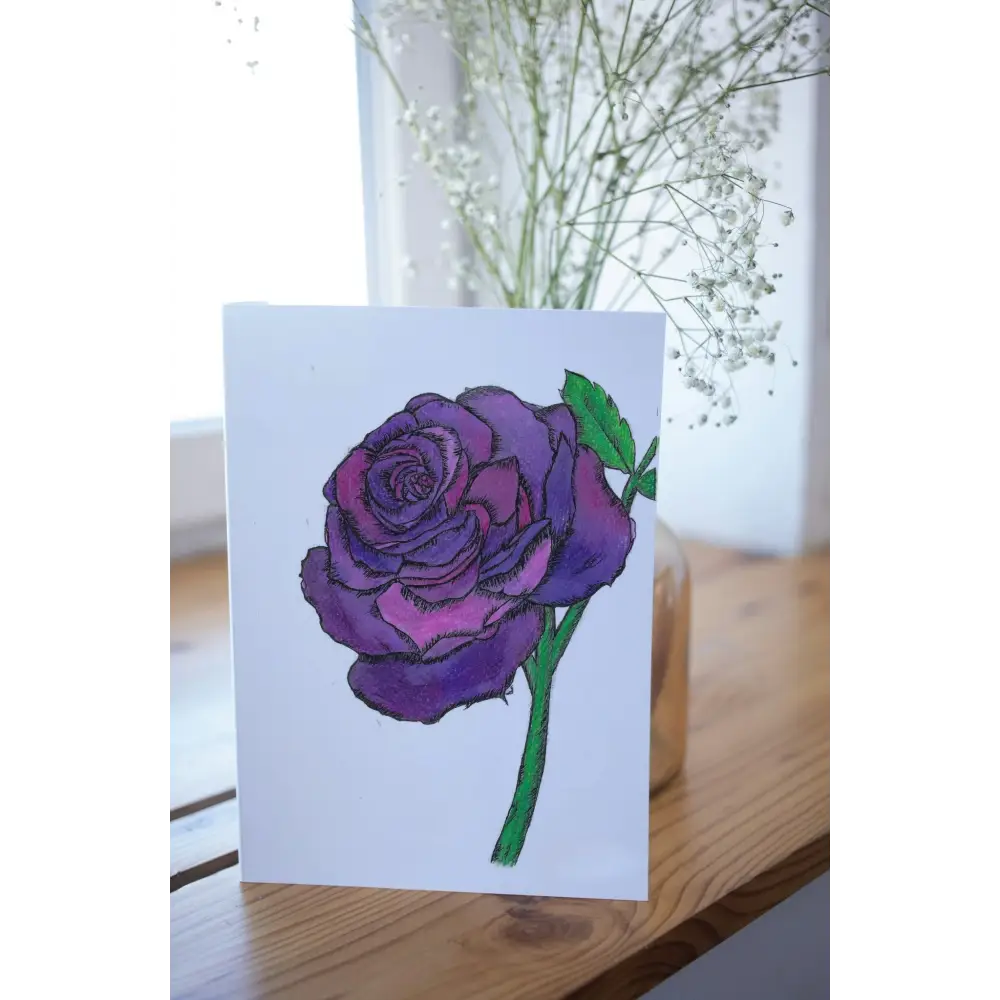 Purple Rose Art Print Greeting Card - Susan Mann Art