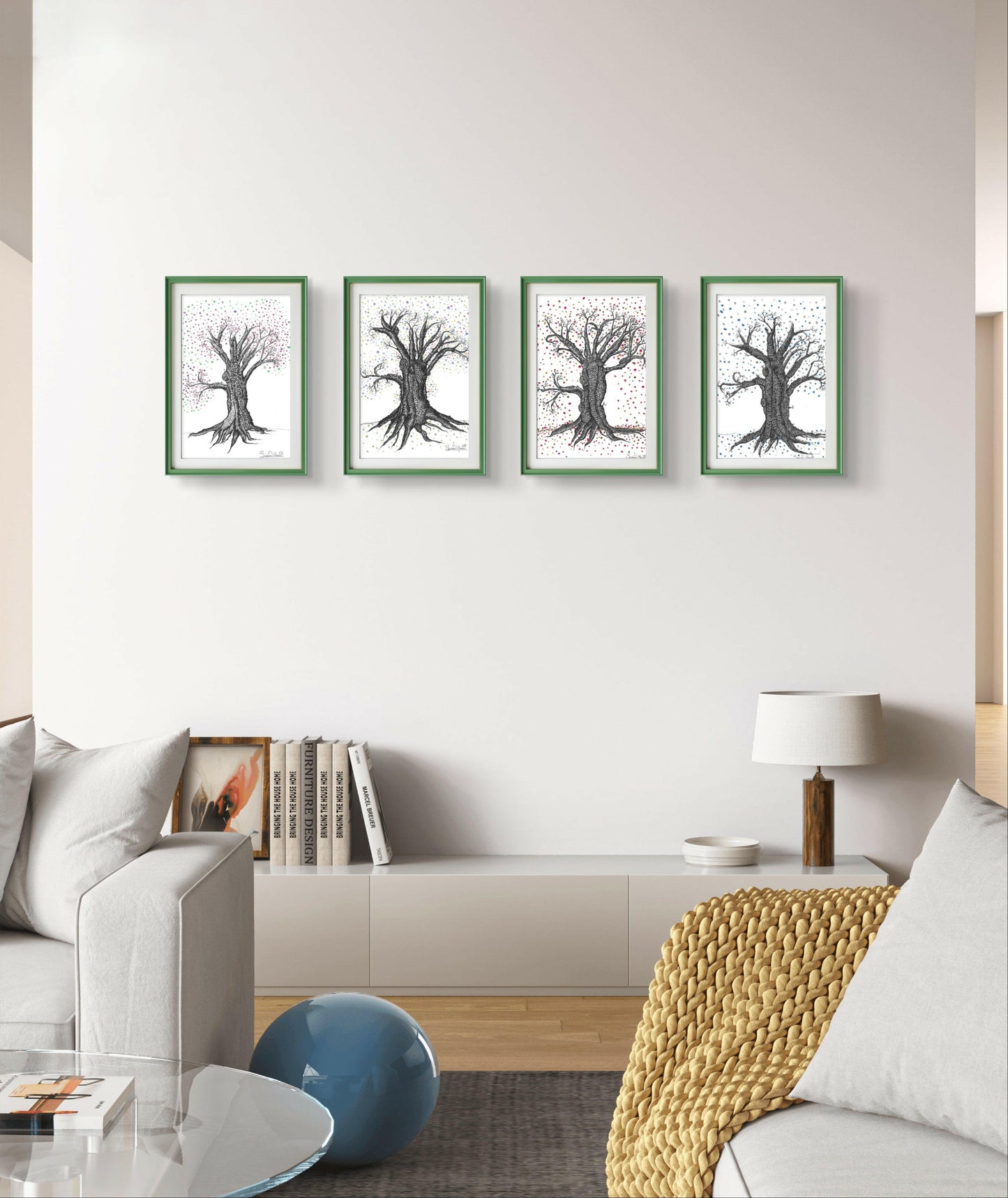 A Tree for all seasons art print Framed set