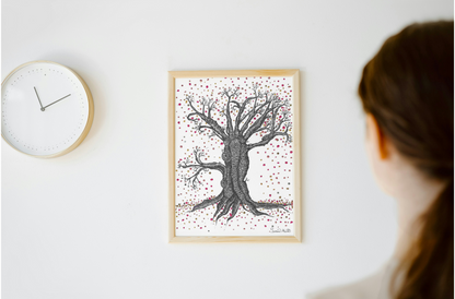 Autumn Tree Art Print A4 Frame with Clock