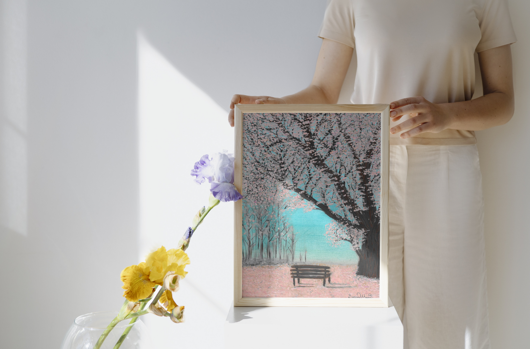 Cherry Blossom Art Print A3 Frame being held