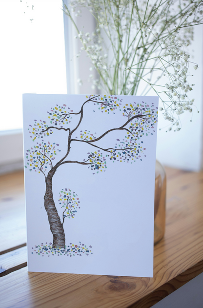 Dot Tree Art Print Greeting Card Standing