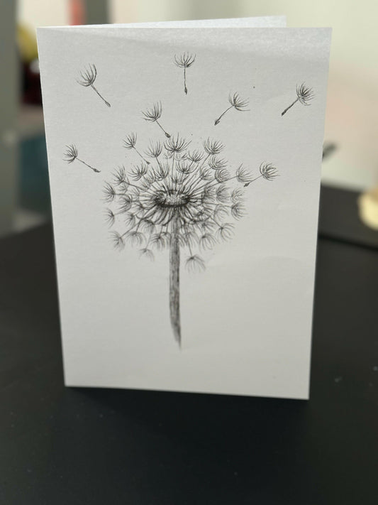 Single Dandelion Art Print Card Standing