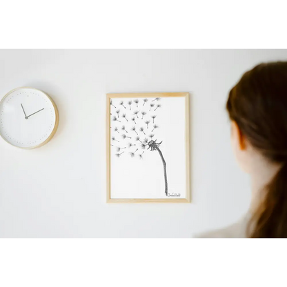 Wishes Art Print A4 Frame next to clock