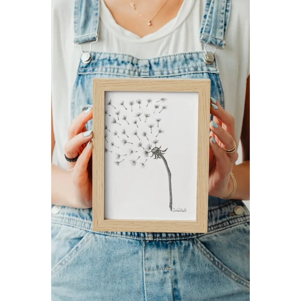 Dandelion Wishes Art Print A5 Frame being held