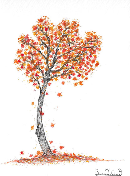 Autumn Leaf Tree Art Print - Susan Mann Art