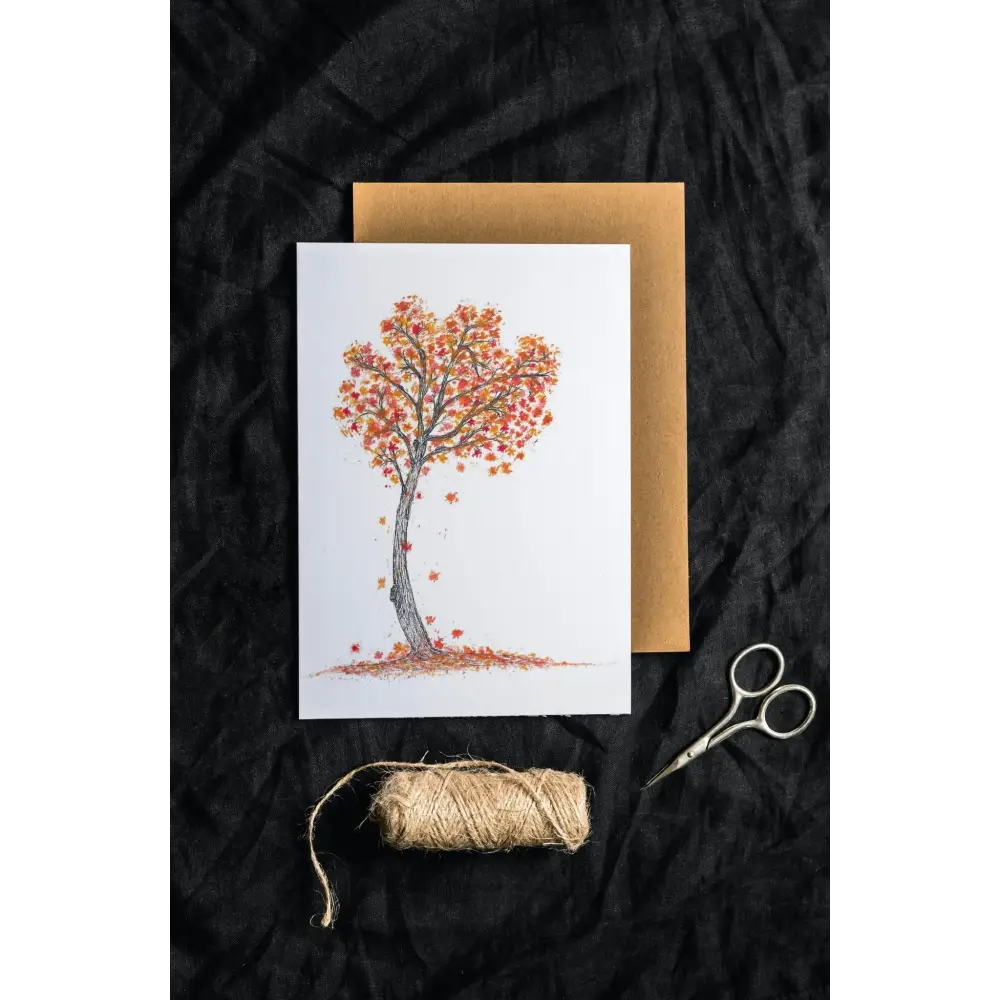 Autumn Leaves Art Print Greeting Card - Susan Mann Art