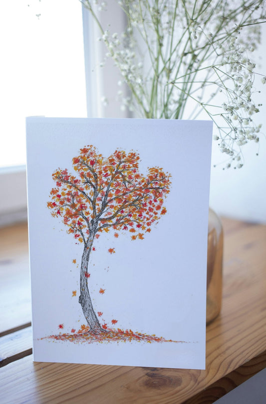 Autumn Leaves Art Print Greeting Card - Susan Mann Art