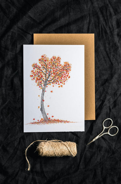 Autumn Leaves Art Print Greeting Card - Susan Mann Art