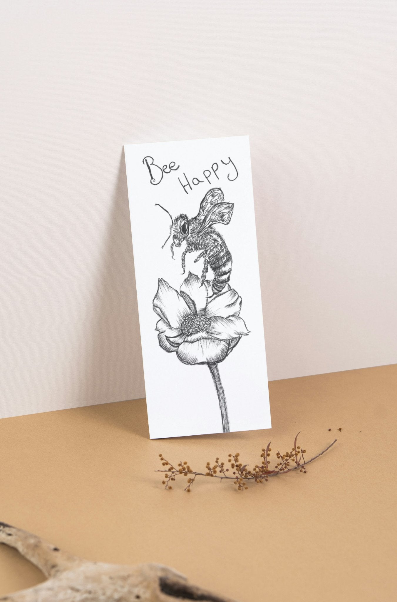 Bee Happy Art Print Bookmark - Susan Mann Art