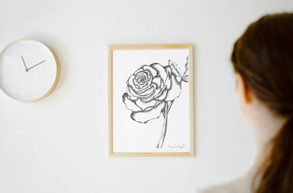 Black and White Rose Art Print - Susan Mann Art