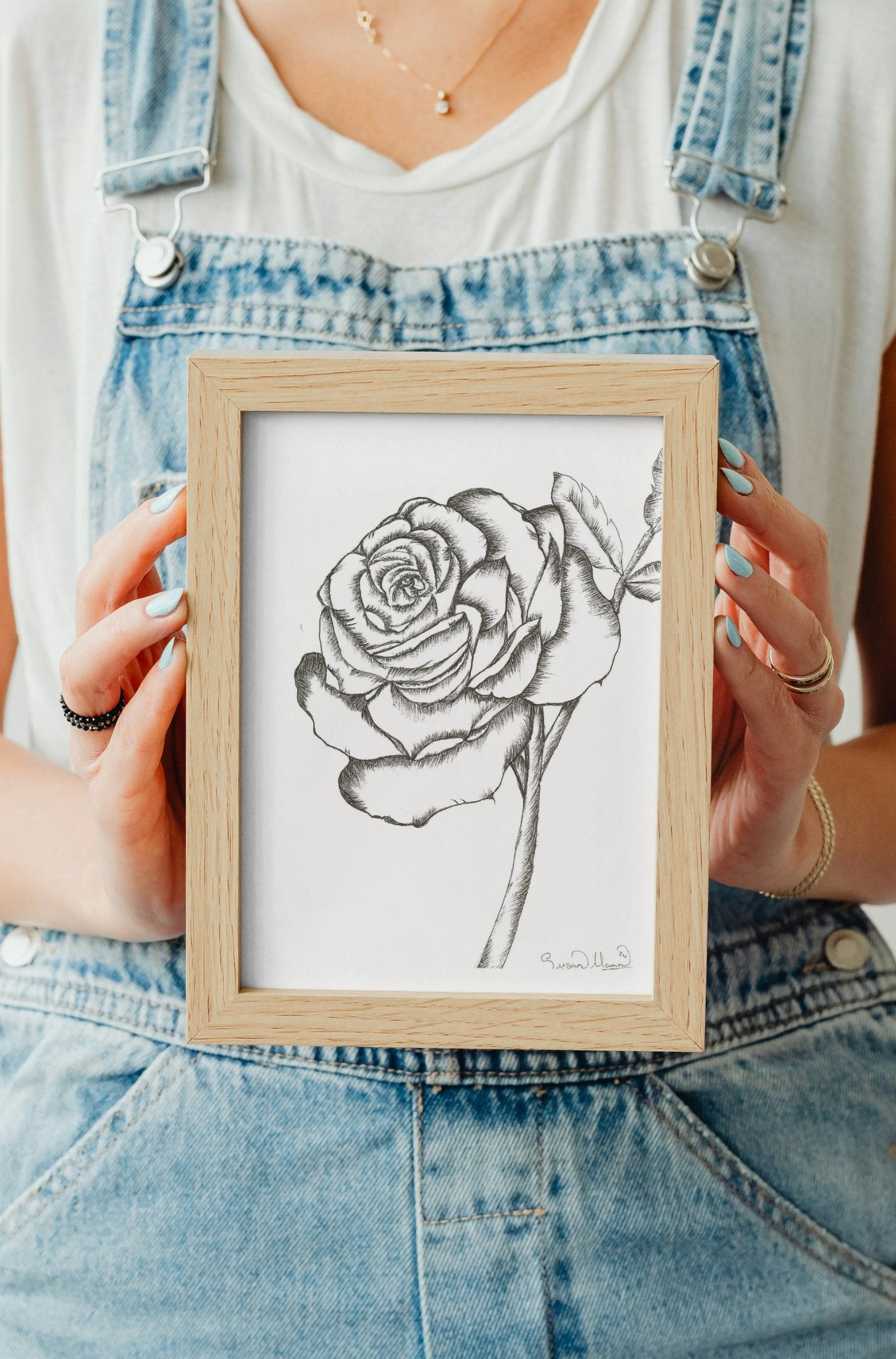 Black and White Rose Art Print - Susan Mann Art