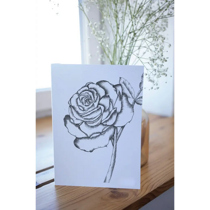 Black and White Rose Art Print Greeting Card - Susan Mann Art