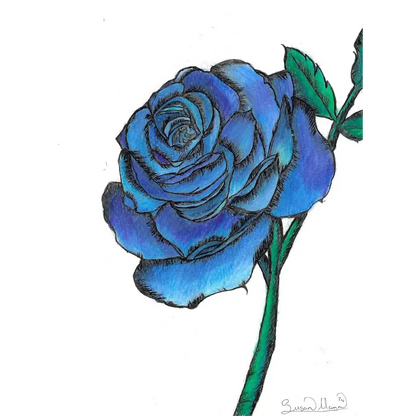 Blue Rose Art Print - Susan Mann Art