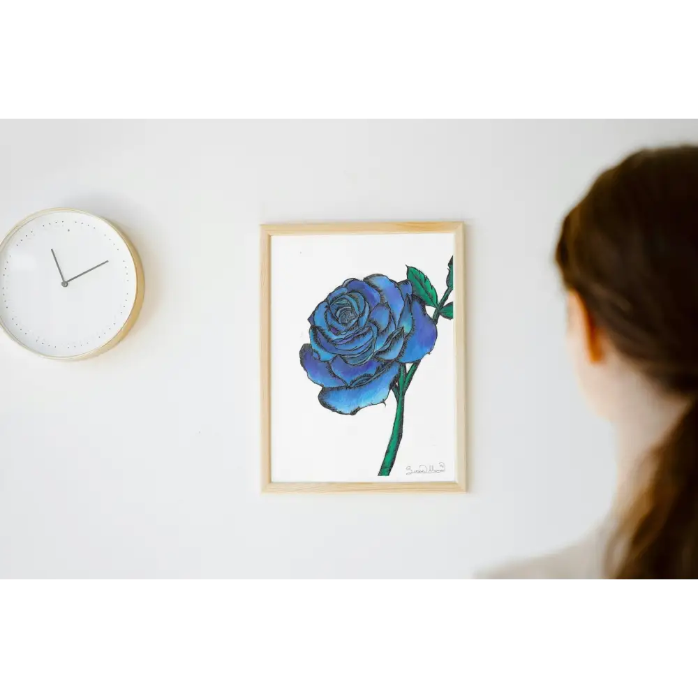 Blue Rose Art Print - Susan Mann Art