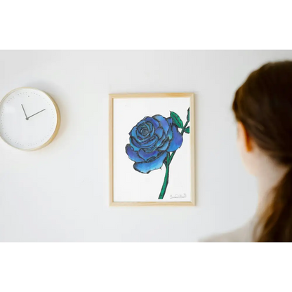 Blue Rose Art Print - Susan Mann Art