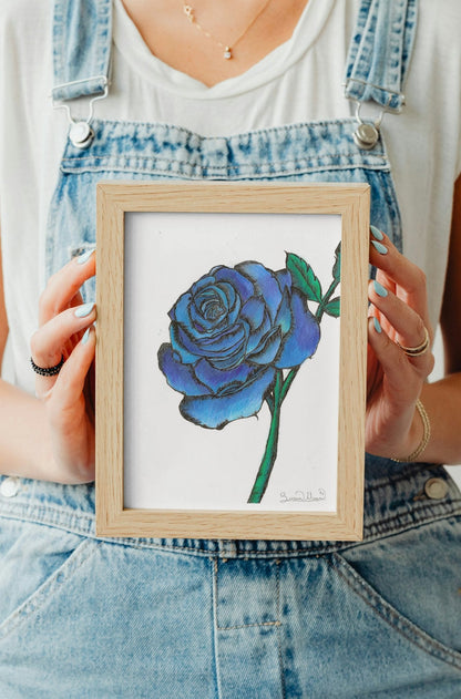 Blue Rose Art Print - Susan Mann Art