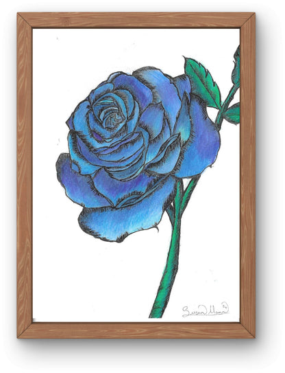 Blue Rose Art Print - Susan Mann Art