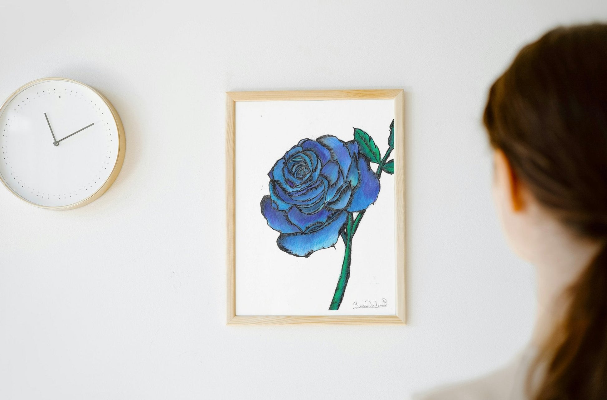 Blue Rose Art Print - Susan Mann Art