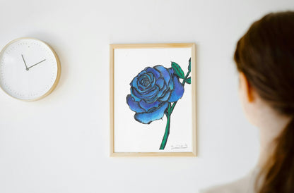 Blue Rose Art Print - Susan Mann Art