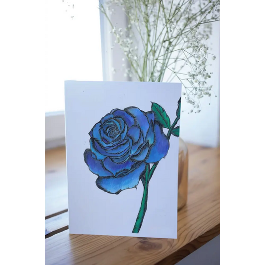 Blue Rose Art Print Greeting Card - Susan Mann Art