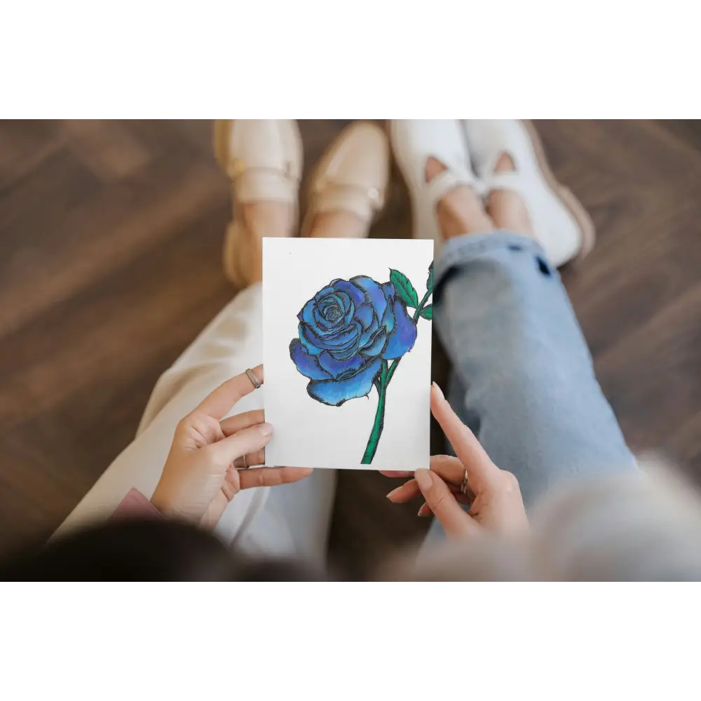 Blue Rose Art Print Greeting Card - Susan Mann Art