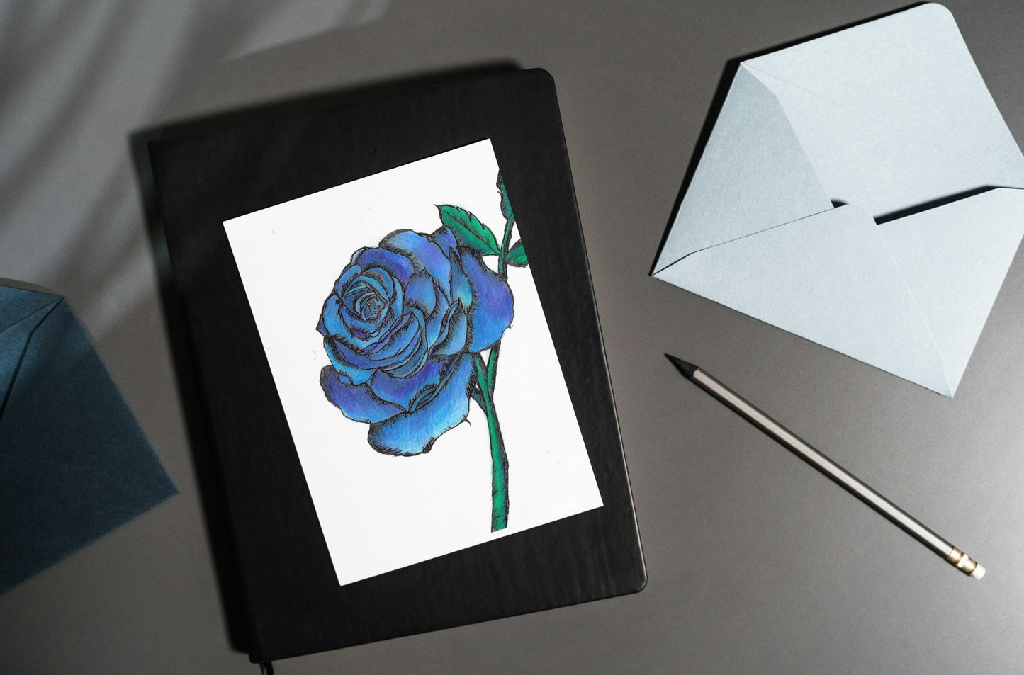 Blue Rose Art Print Greeting Card - Susan Mann Art