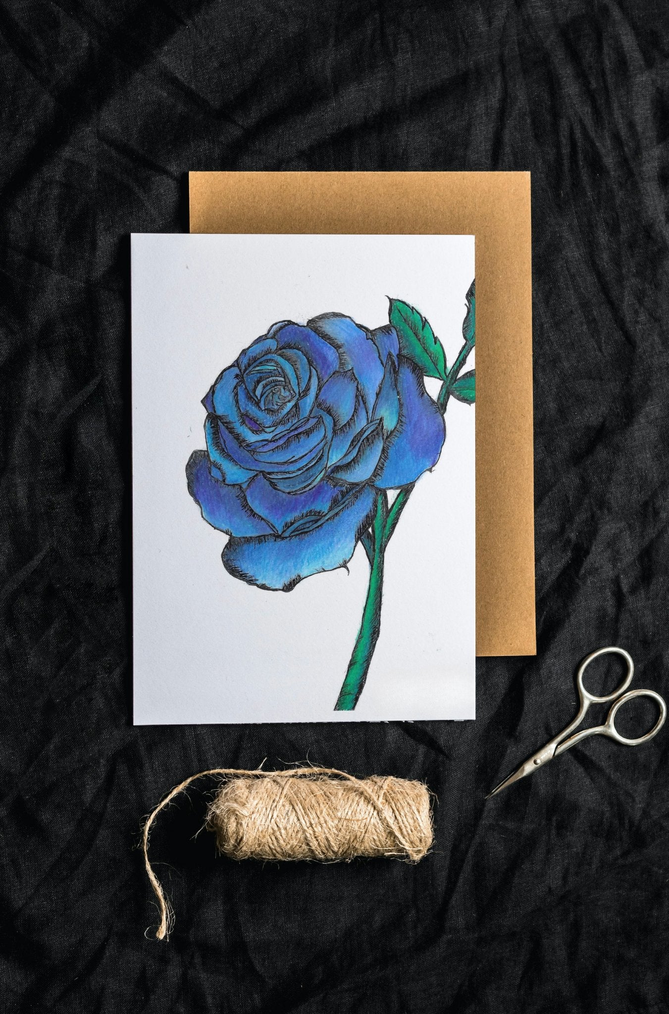 Blue Rose Art Print Greeting Card - Susan Mann Art