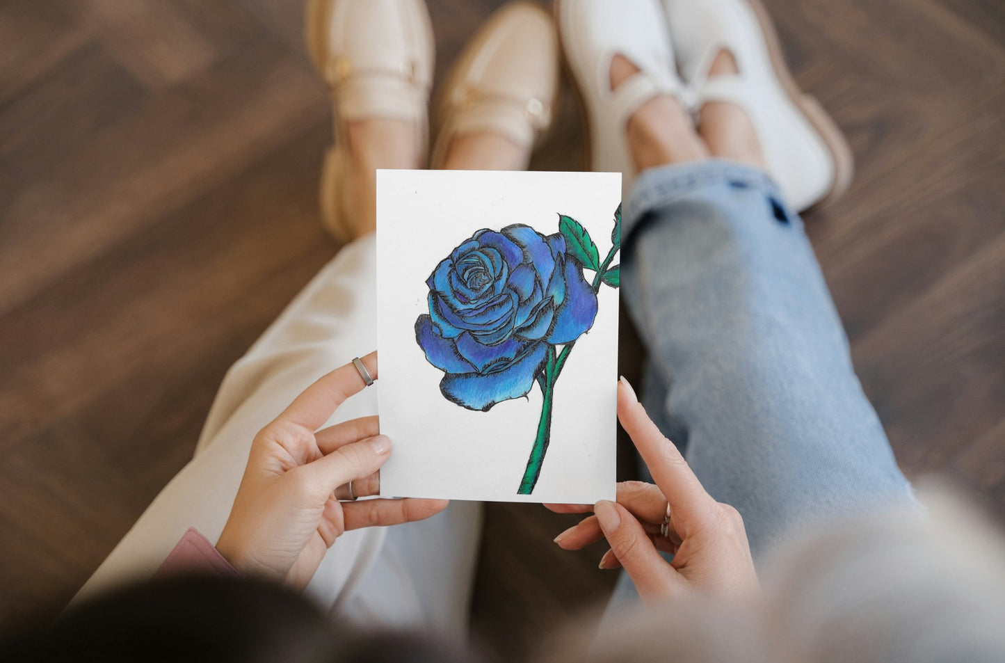 Blue Rose Art Print Greeting Card - Susan Mann Art