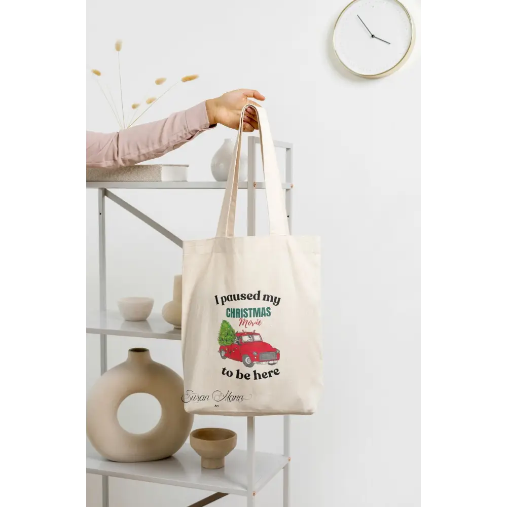 Christmas Movie Watching Art Print Tote Bag - Susan Mann Art