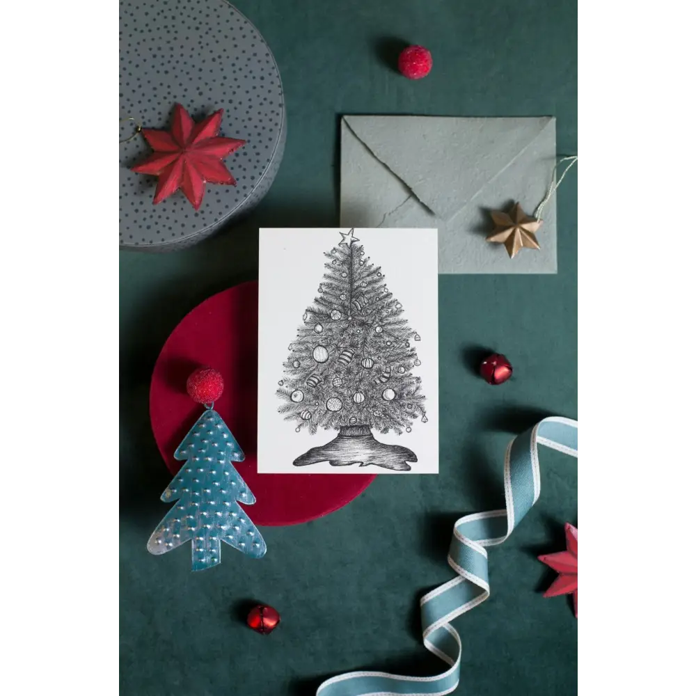 Christmas Tree Art Print Greeting Card - Susan Mann Art