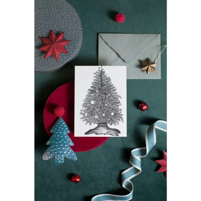 Christmas Tree Art Print Greeting Card - Susan Mann Art