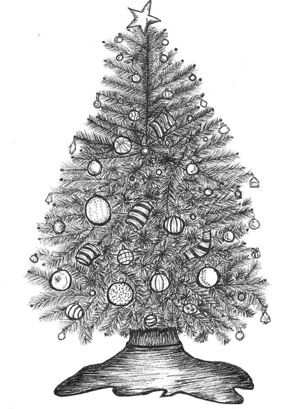 Christmas Tree Art Print Greeting Card - Susan Mann Art