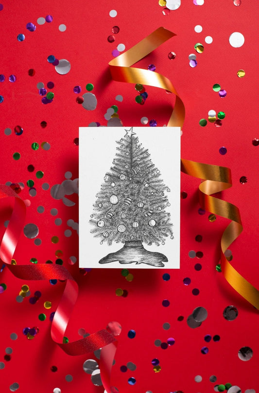 Christmas Tree Art Print Greeting Card - Susan Mann Art