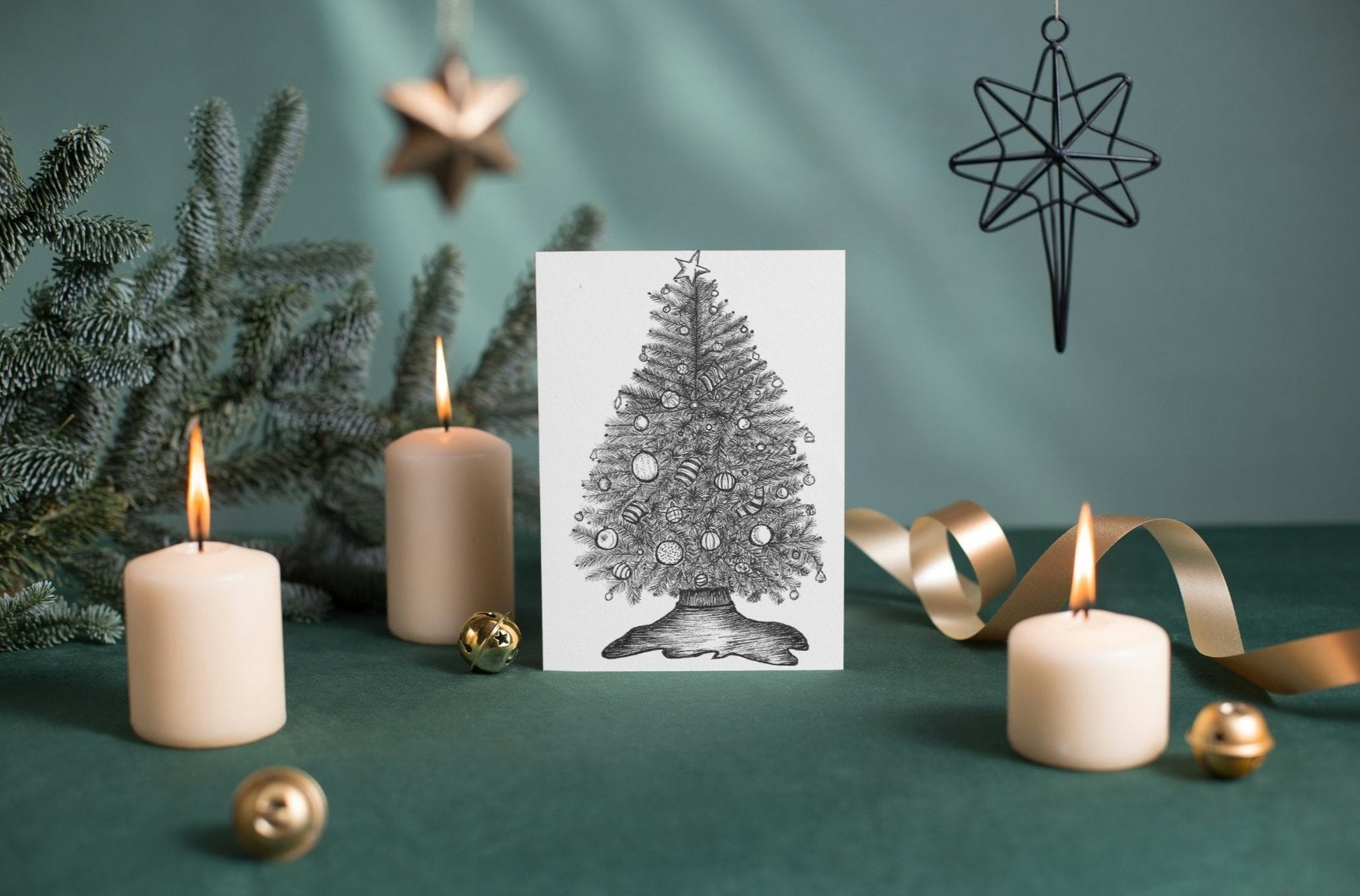 Christmas Tree Art Print Greeting Card - Susan Mann Art