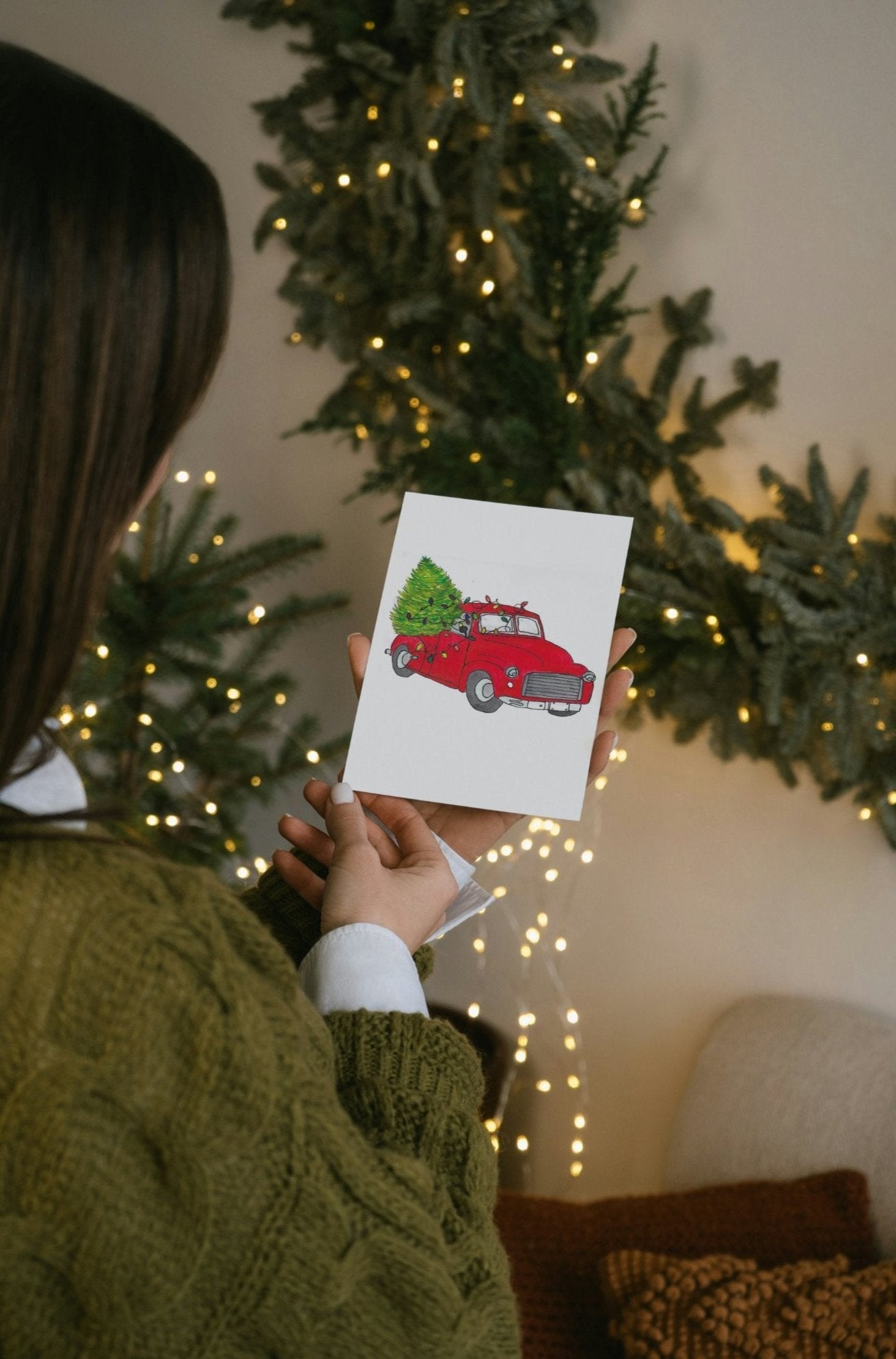 Christmas Truck Art Print Greeting Card - Susan Mann Art