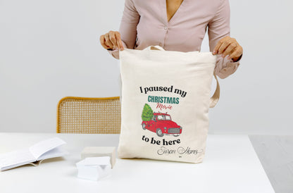 Christmas Truck Tote Bag Holding