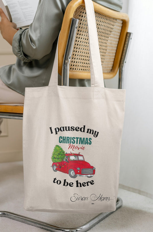 Christmas Truck Tote on Chair