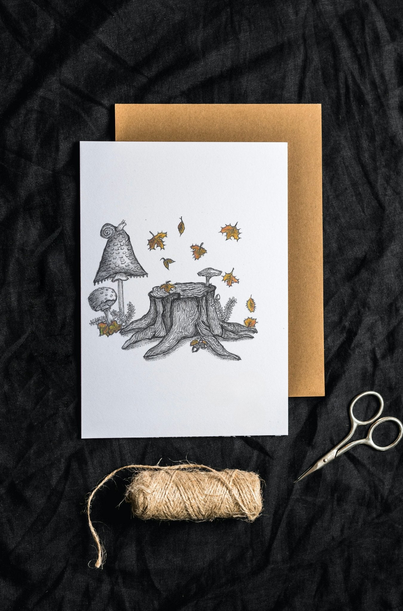 Cosy Autumn Art Print Greeting Card - Susan Mann Art