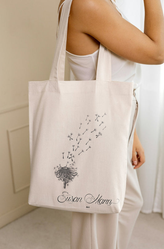 Small Dandelion Tote Bag Holding