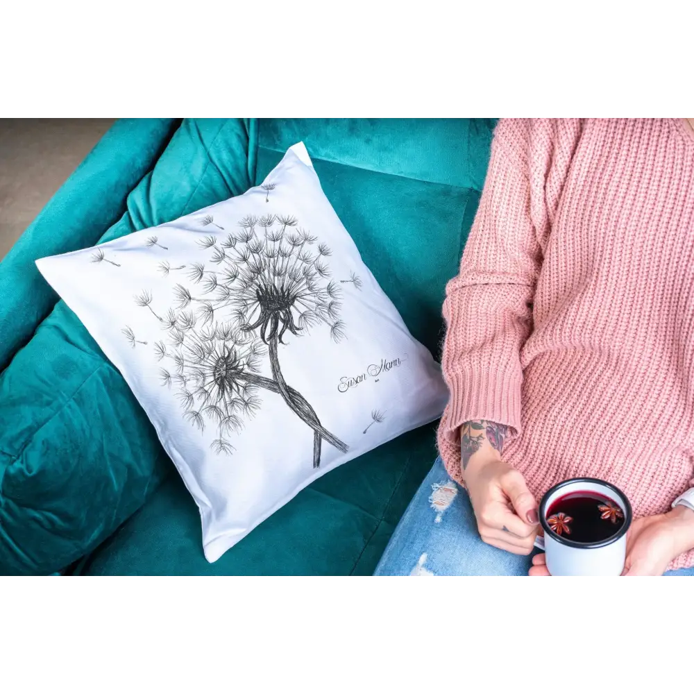 Double Dandelion Art Print Cushion Cover - Susan Mann Art