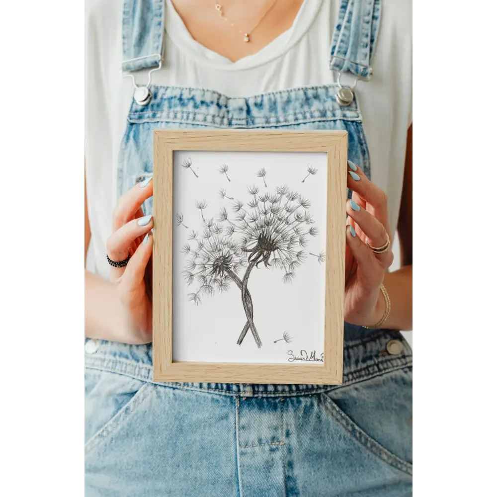 Double Wish Dandelion Art Print A5 being held