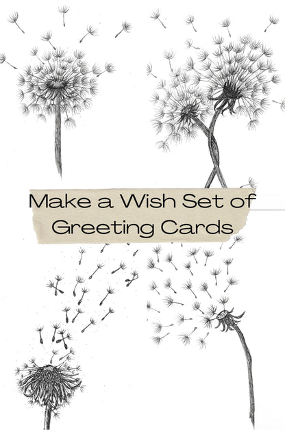 Pack of Four Make a Wish Greeting Cards - Susan Mann Art