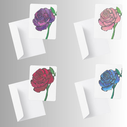 Pack of Four Rose Greeting Cards - Susan Mann Art