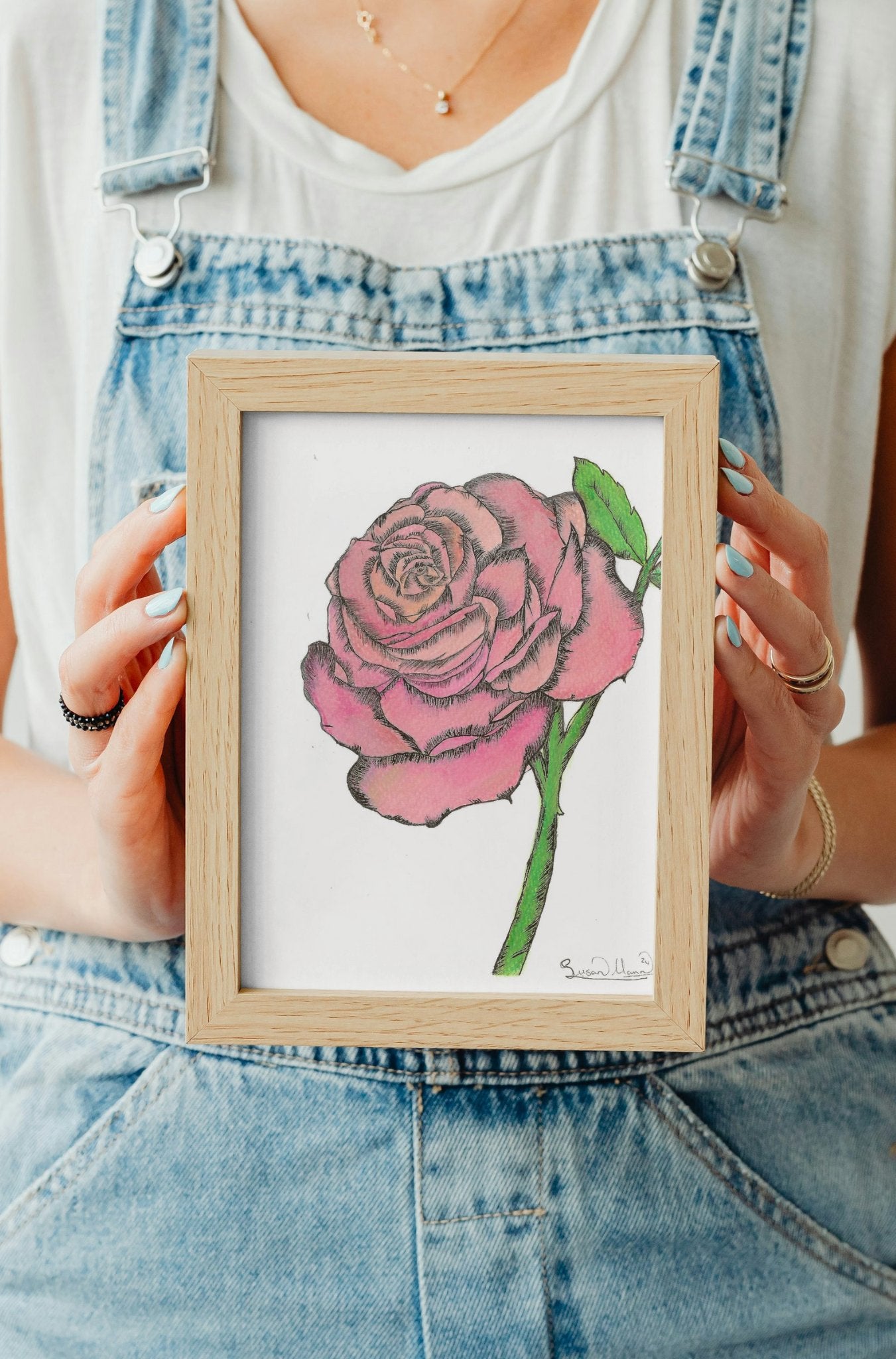 Pink Rose Art Print - Susan Mann Art