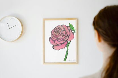 Pink Rose Art Print - Susan Mann Art