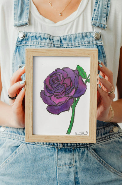 Purple Rose Art Print - Susan Mann Art