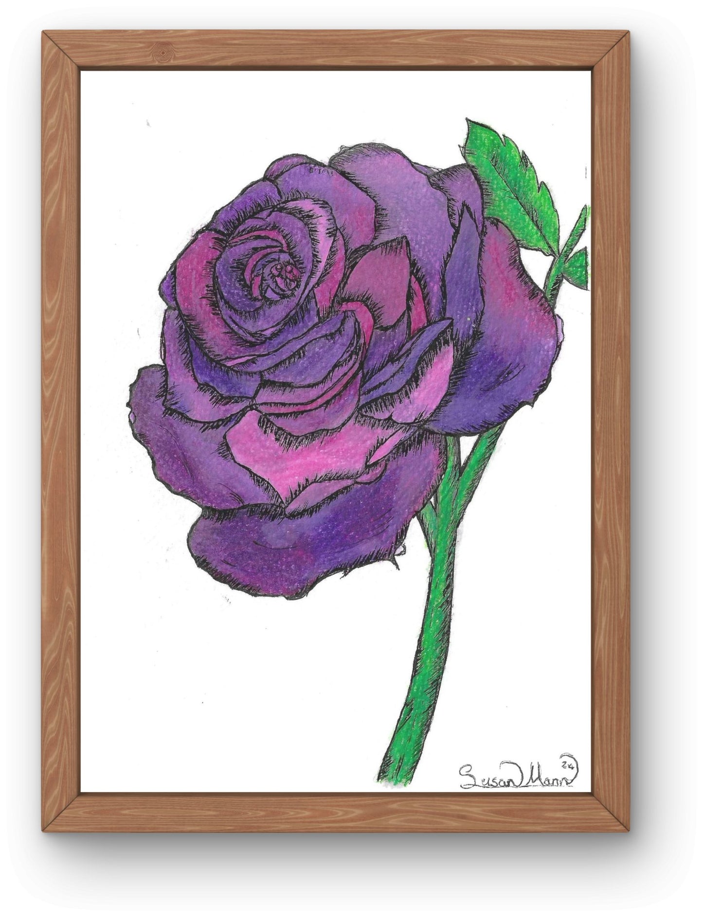 Purple Rose Art Print - Susan Mann Art